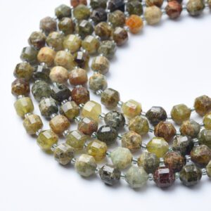 Green Garnet 8mm Round Faceted Prism Cut Beads 15.5" Full Strand Natural Gemstone Healing Crystal Jewelry Making GRN607