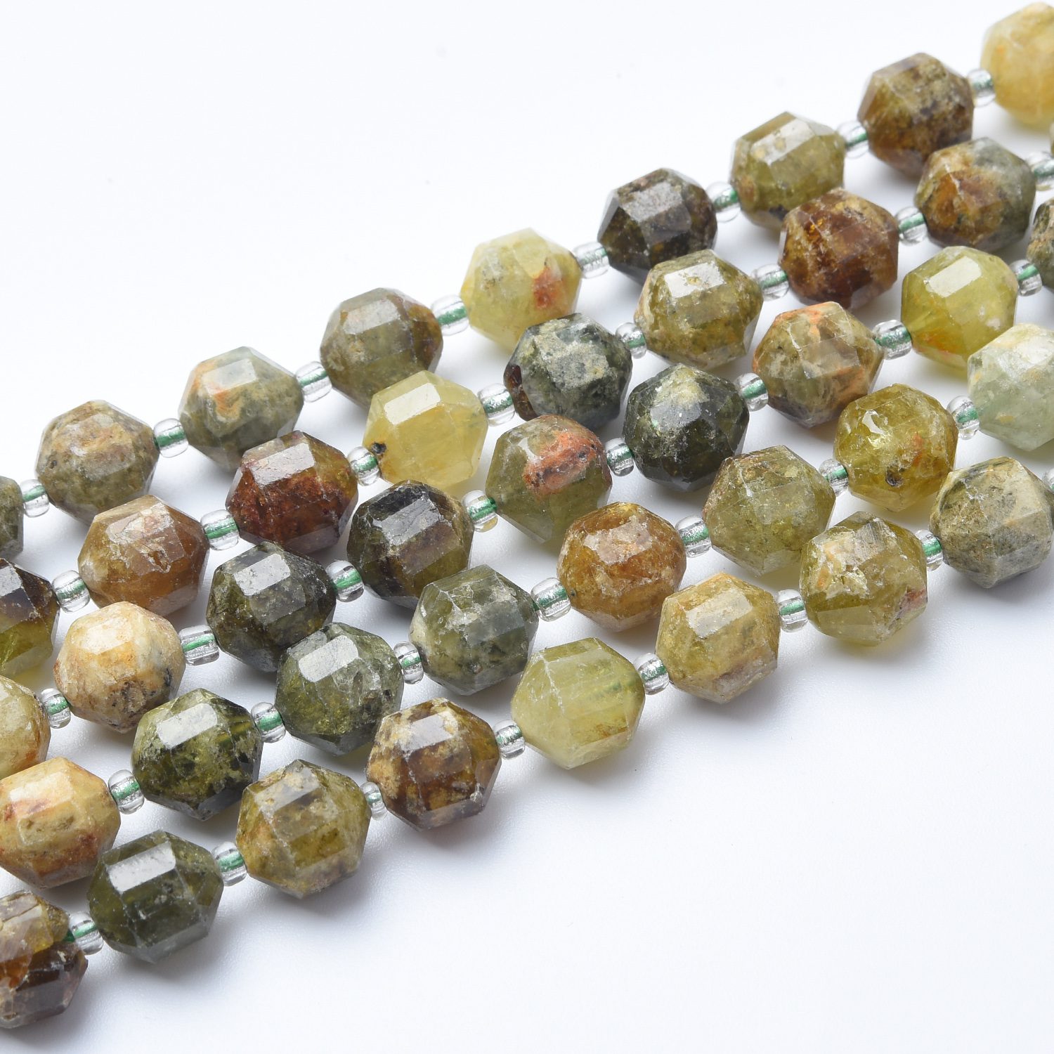 Green Garnet 8mm Round Faceted Prism Cut Beads 15.5" Full Strand Natural Gemstone Healing Crystal Jewelry Making GRN607 - Image 3
