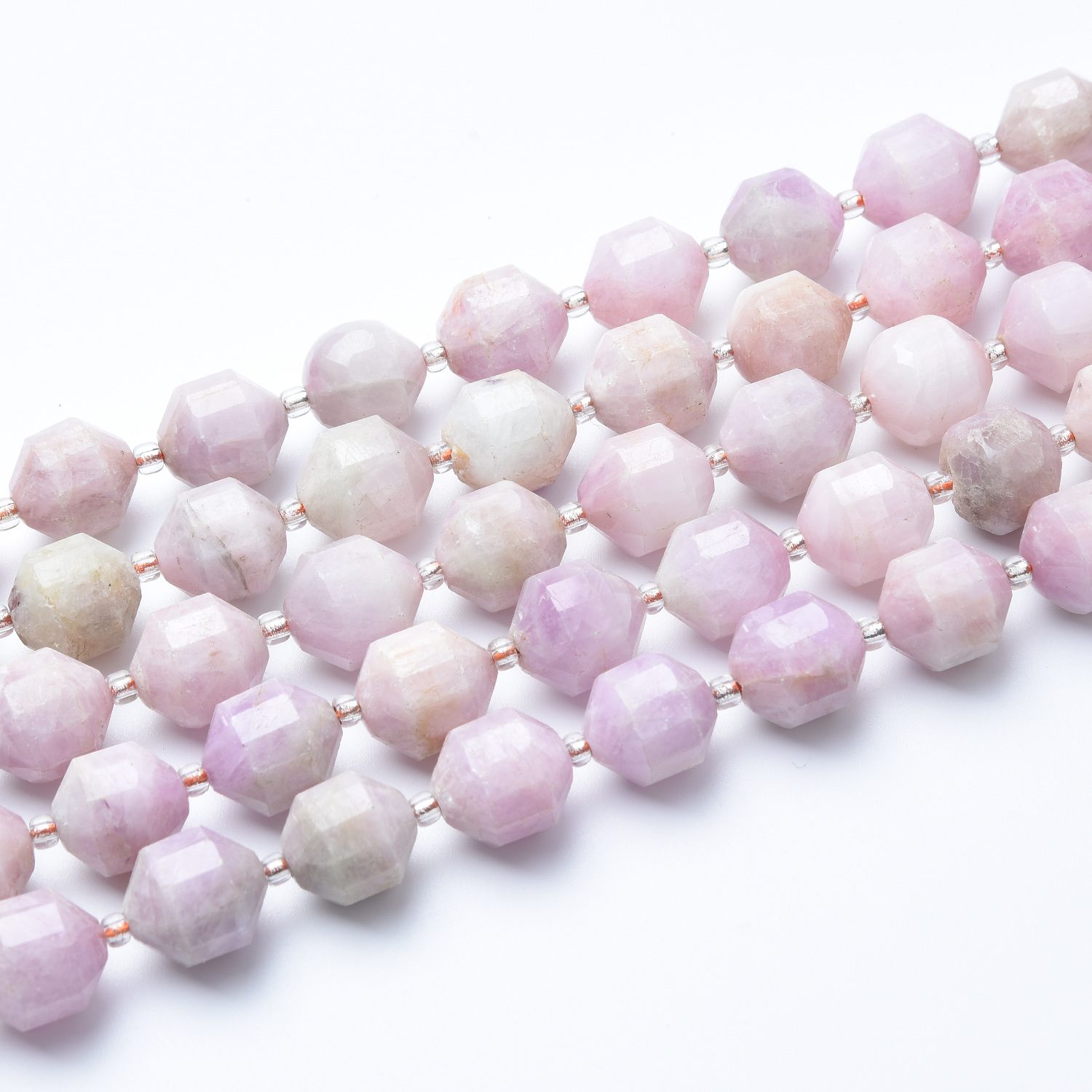 Natural Kunzite Faceted Round Prism Cut Beads Strand, 9-10mm Gemstone Loose Beads for Jewelry Making, Healing Crystals, DIY GRN608 - Image 3