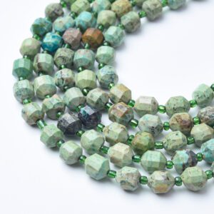 African Turquoise Healing Crystal Beads Strand, 10mm Faceted Prism Cut Gemstone for Energy Jewelry, Transformation & Spiritual Growth GRN613