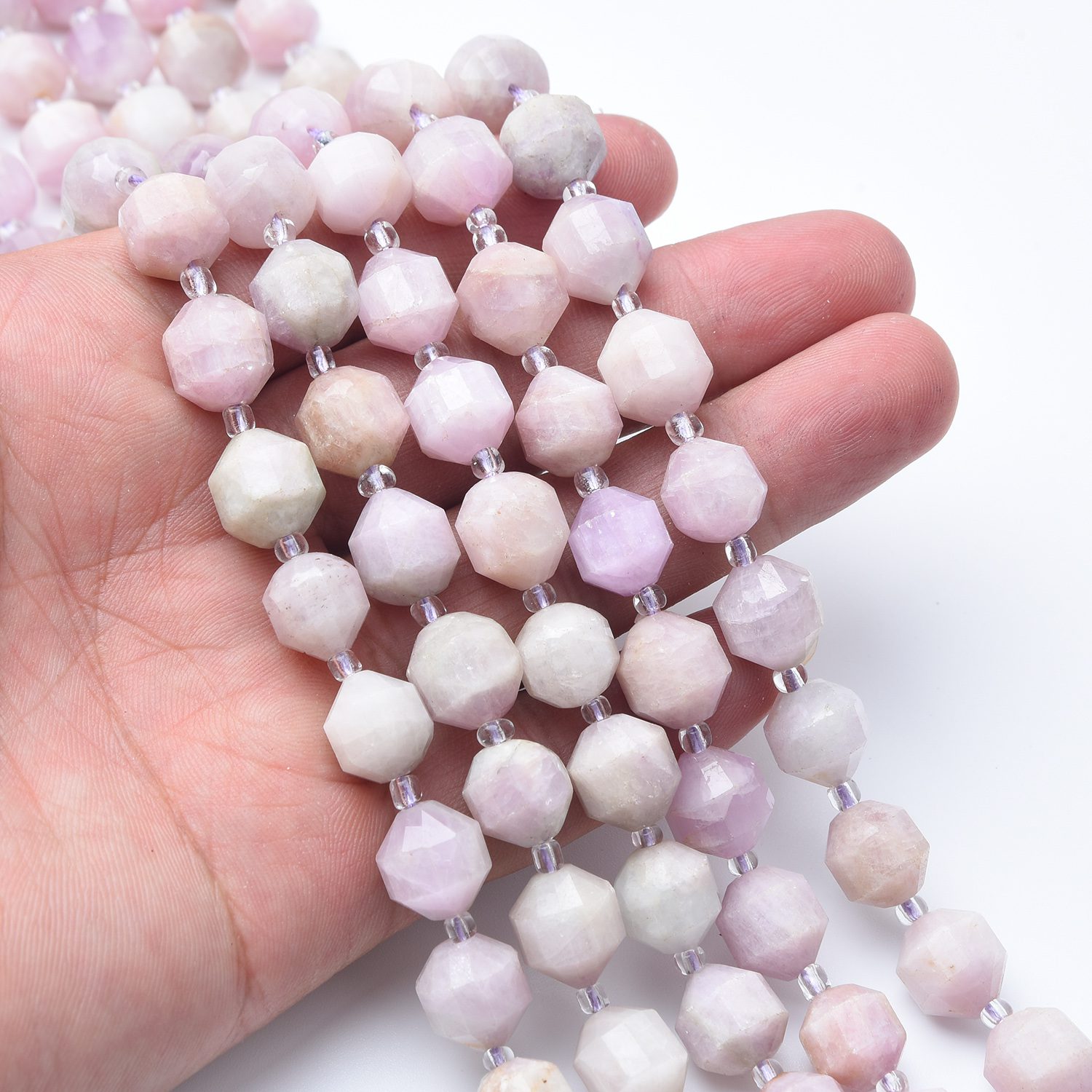 Natural Pink Kunzite Faceted Round Prism Cut Beads Strand 15.5", 9–10mm Gemstone Loose Beads for Jewelry Making DIY Necklace Bracelet GRN616 - Image 2