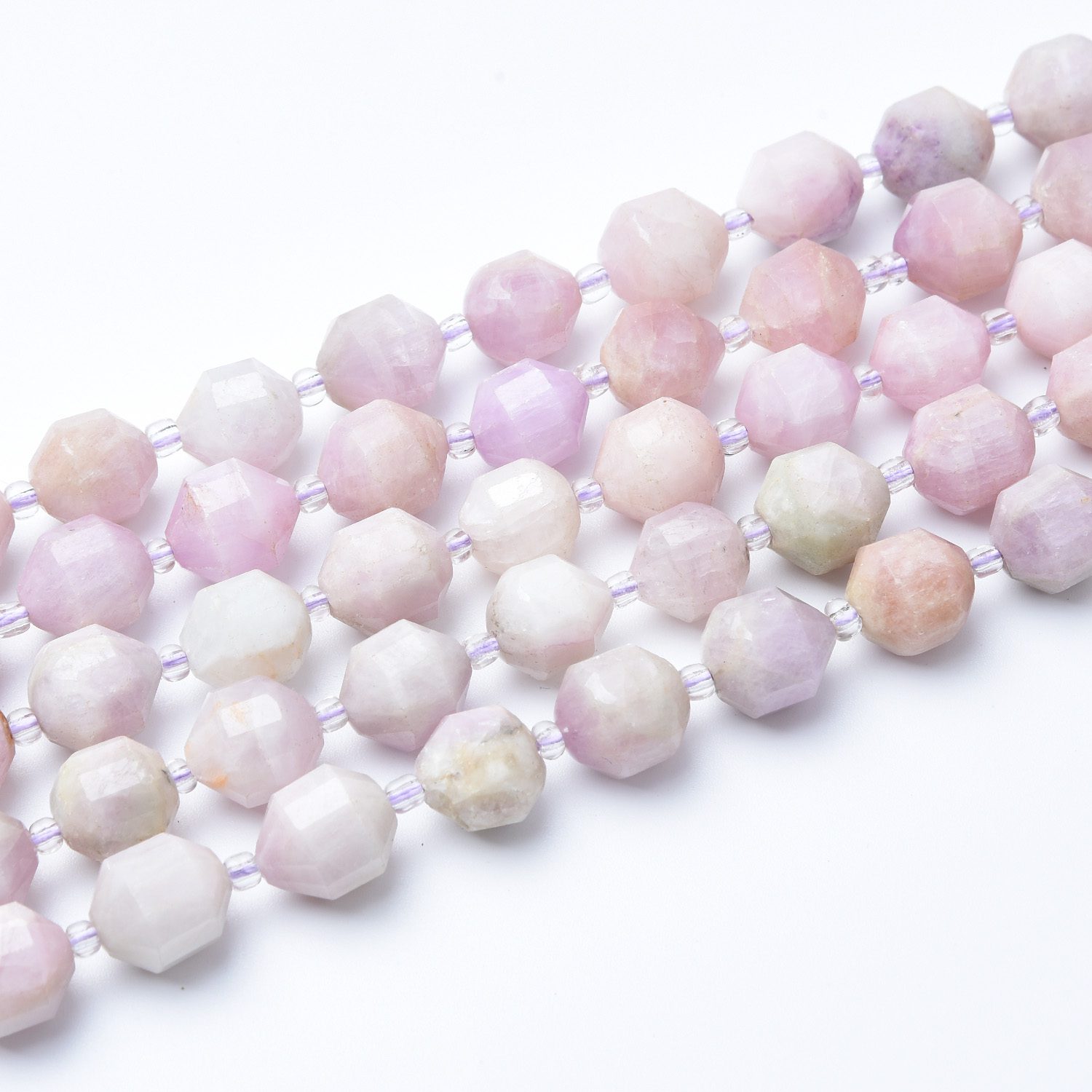 Natural Pink Kunzite Faceted Round Prism Cut Beads Strand 15.5", 9–10mm Gemstone Loose Beads for Jewelry Making DIY Necklace Bracelet GRN616 - Image 3