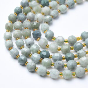Natural Jade Faceted Round Prism Cut Beads Strand 15.5", 8mm Gemstone Loose Beads for Jewelry Making, DIY Necklace Bracelet Supplies GRN617