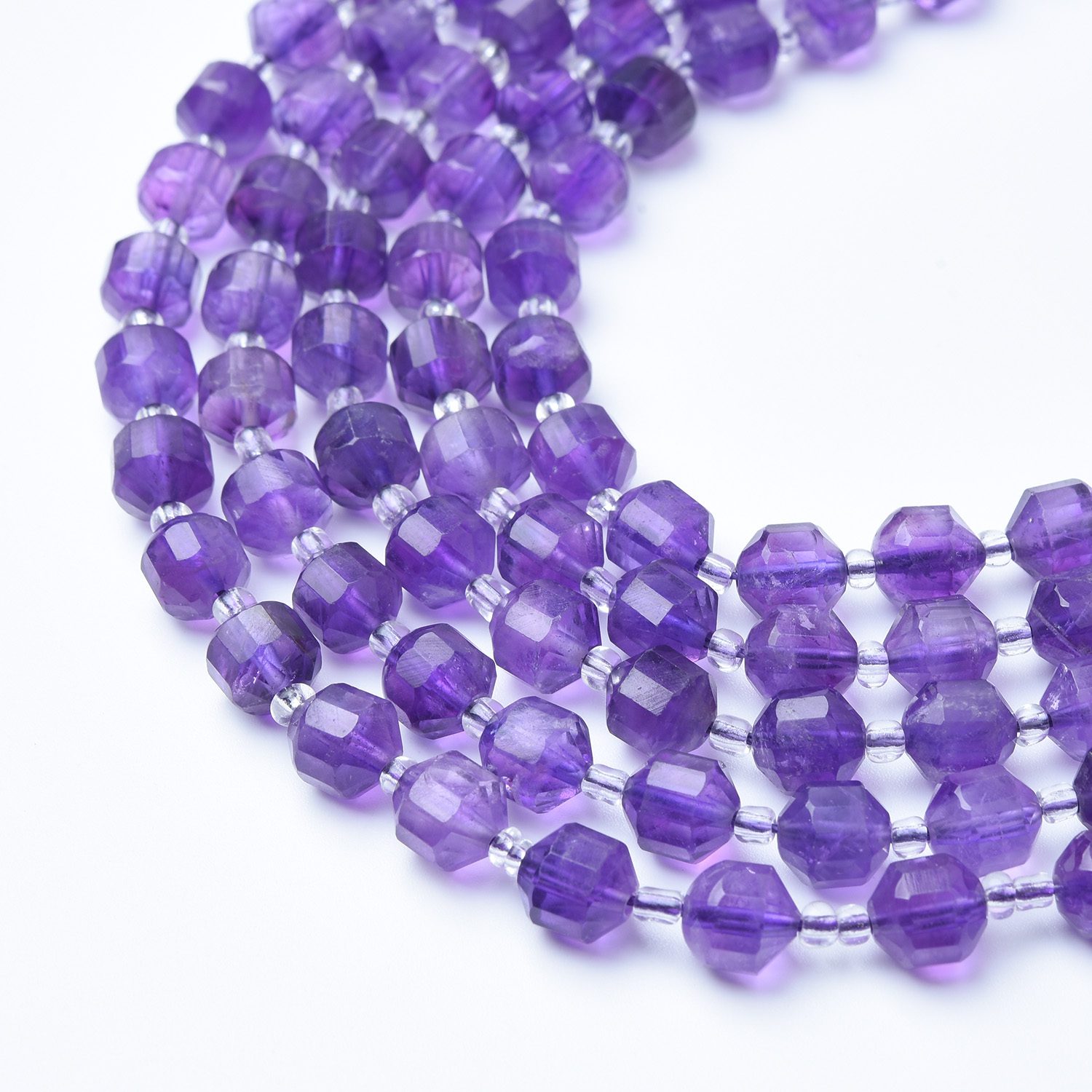 Amethyst Healing Crystal Beads Full Strand 15.5", 8mm Faceted Prism Cut Gemstone for Calm, Protection, Intuition & Spiritual Jewelry GRN619