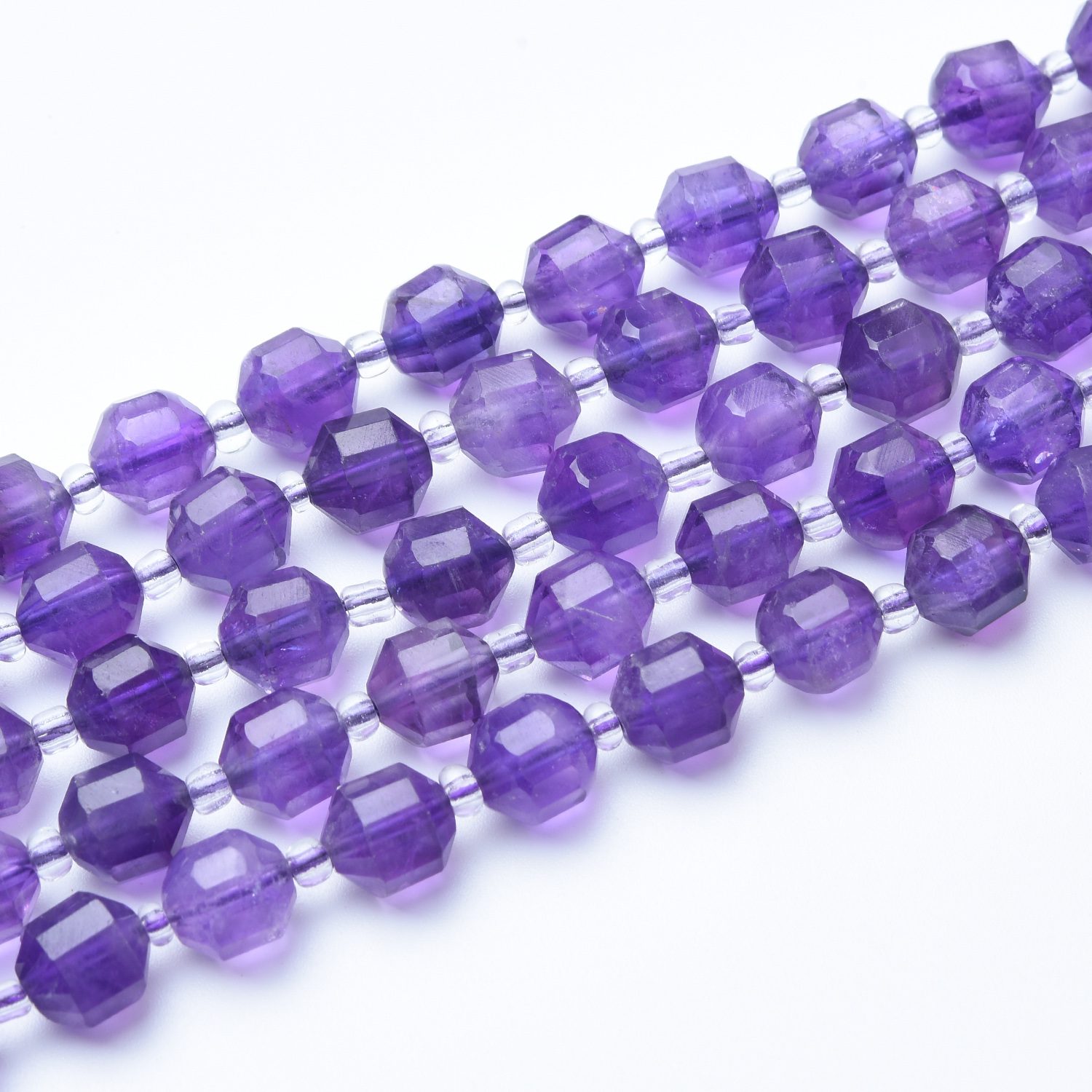 Amethyst Healing Crystal Beads Full Strand 15.5", 8mm Faceted Prism Cut Gemstone for Calm, Protection, Intuition & Spiritual Jewelry GRN619 - Image 3