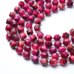 Natural Grade AAA Tiger Eye Faceted Round Prism Cut Beads Strand 15.5", 8mm Gemstone Loose Beads for Jewelry Making, DIY Crafts GRN624