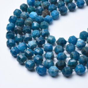 High Quality Natural Apatite Faceted Round Prism Cut Beads Strand 15.5", 12mm Gemstone Loose Beads for Jewelry Making, DIY Crafts GRN628