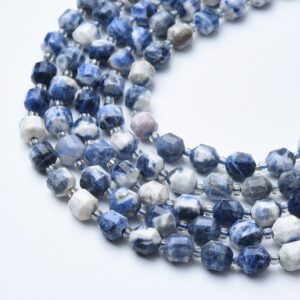 Natural Sodanite Gemstone Bead Strand 15.5" 7mm Round Faceted Prism Cut Wholesale Crystal Jewelry Making Loose DIY Bracelet Making GRN631