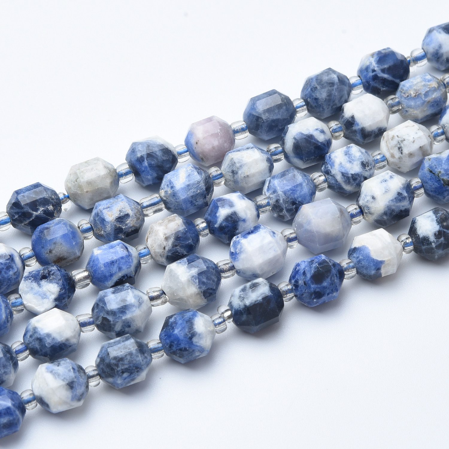 Natural Sodanite Gemstone Bead Strand 15.5" 7mm Round Faceted Prism Cut Wholesale Crystal Jewelry Making Loose DIY Bracelet Making GRN631 - Image 3