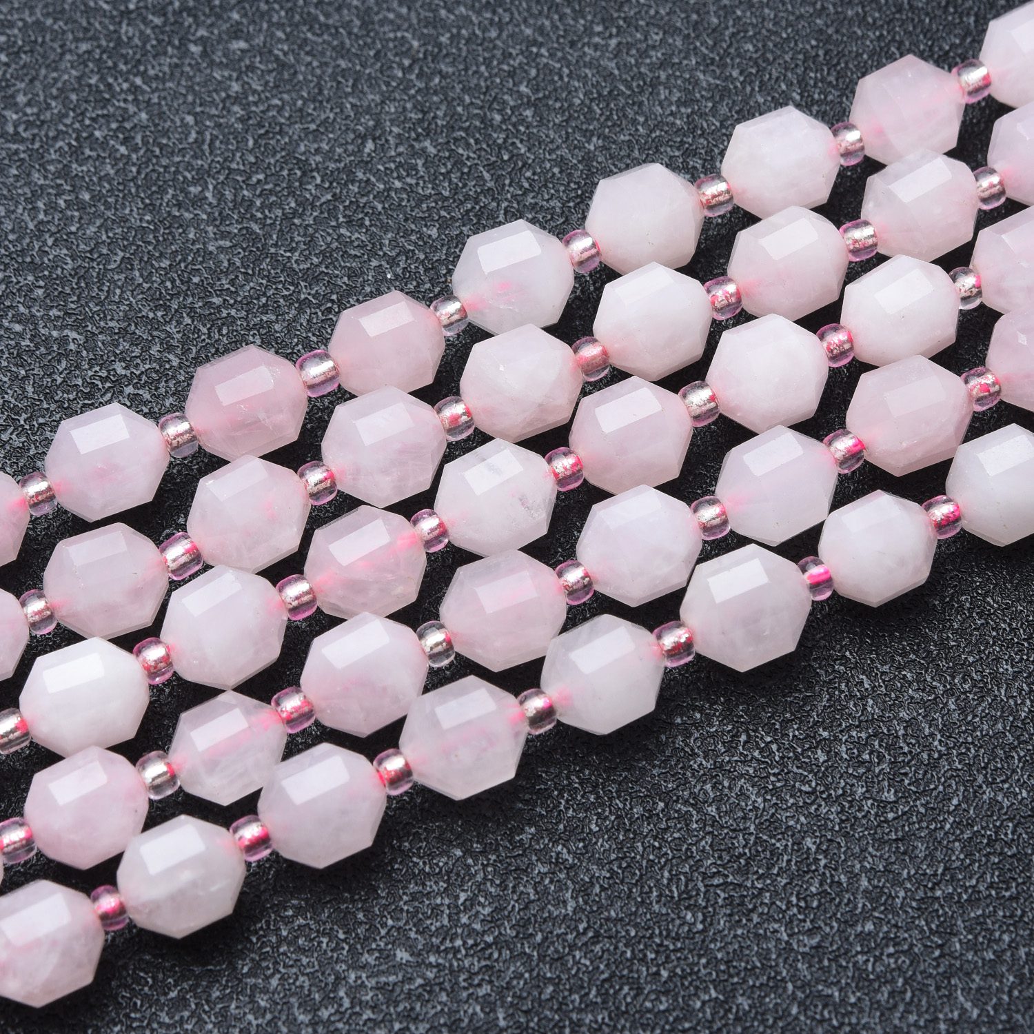 Natural High Quality Rose Quartz Faceted Round Prism Cut Beads Strand 15.5", 7mm Gemstone Loose Beads for Jewelry Making, DIY Crafts GRN634 - Image 3