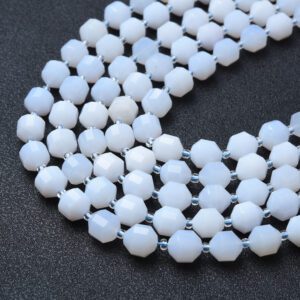 Natural Grade AAA Blue Lace Agate Faceted Round Prism Cut Beads Strand 15.5", 9mm Gemstone Loose Beads for Jewelry Making, DIY Crafts GRN637