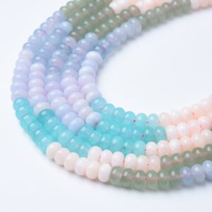 High Quality Blue Lace Agate, Aquamarine & Rose Quartz Smooth Rondelle Beads Strand 15.5", 8mm Grade AAA Gemstone for Jewelry Making GRN641