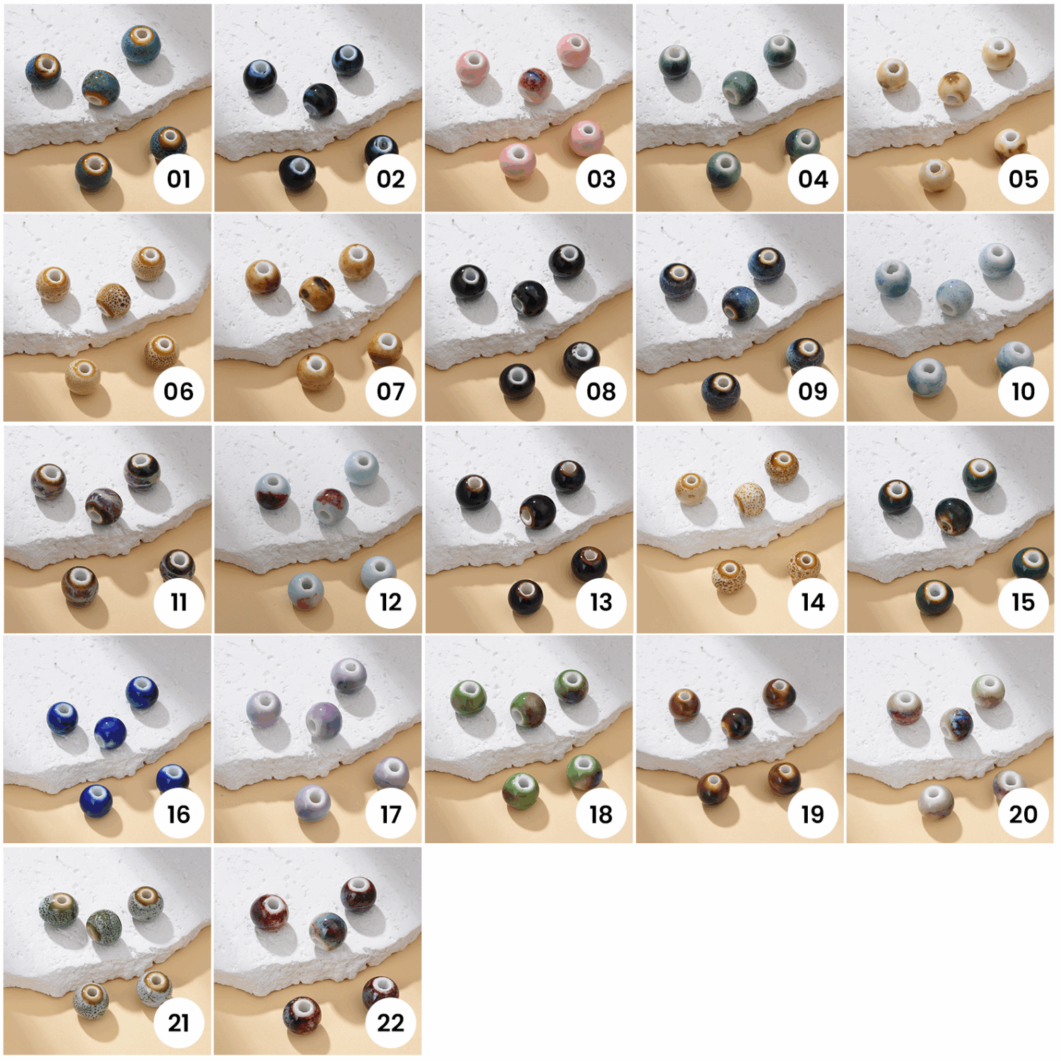 Round Ceramic Bead Pink Green Hand-Painted Clay Bead for DIY Jewelry Making, Large Hole Spacer Bead for Bracelets & Necklaces 10x5mm, ORG248