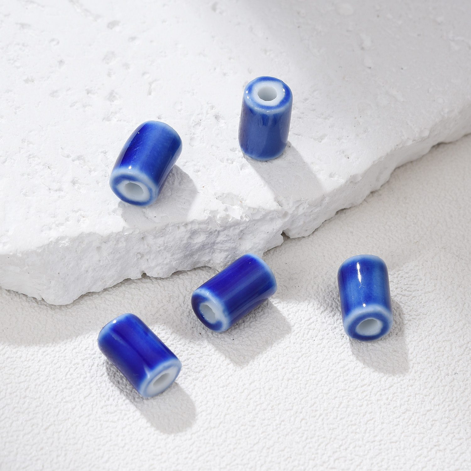 Ceramic Tube Beads For Jewelry Making, Cylinder Shaped Macrame Beads Large Hole Spacer, Big Loose Clay Beads Unique Colors 11x7mm, ORG251 - Image 2