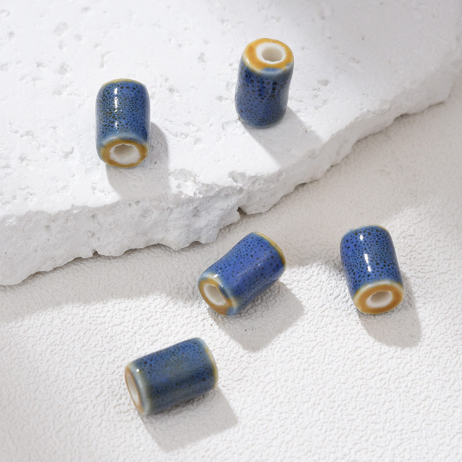 Ceramic Tube Beads For Jewelry Making, Cylinder Shaped Macrame Beads Large Hole Spacer, Big Loose Clay Beads Unique Colors 11x7mm, ORG251 - Image 8