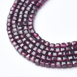 Cube Purple Garnet 3mm Micro Faceted Gemstone Beads Full 15.5" Strand Natural Rare Crystal Healing Stone Jewelry Supply PRP1112