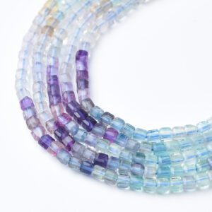 Cube Fluorite 3mm Micro Faceted Gemstone Beads Full 15.5" Strand Natural Rainbow Crystal Healing Stone Jewelry Making Supply PRP1113