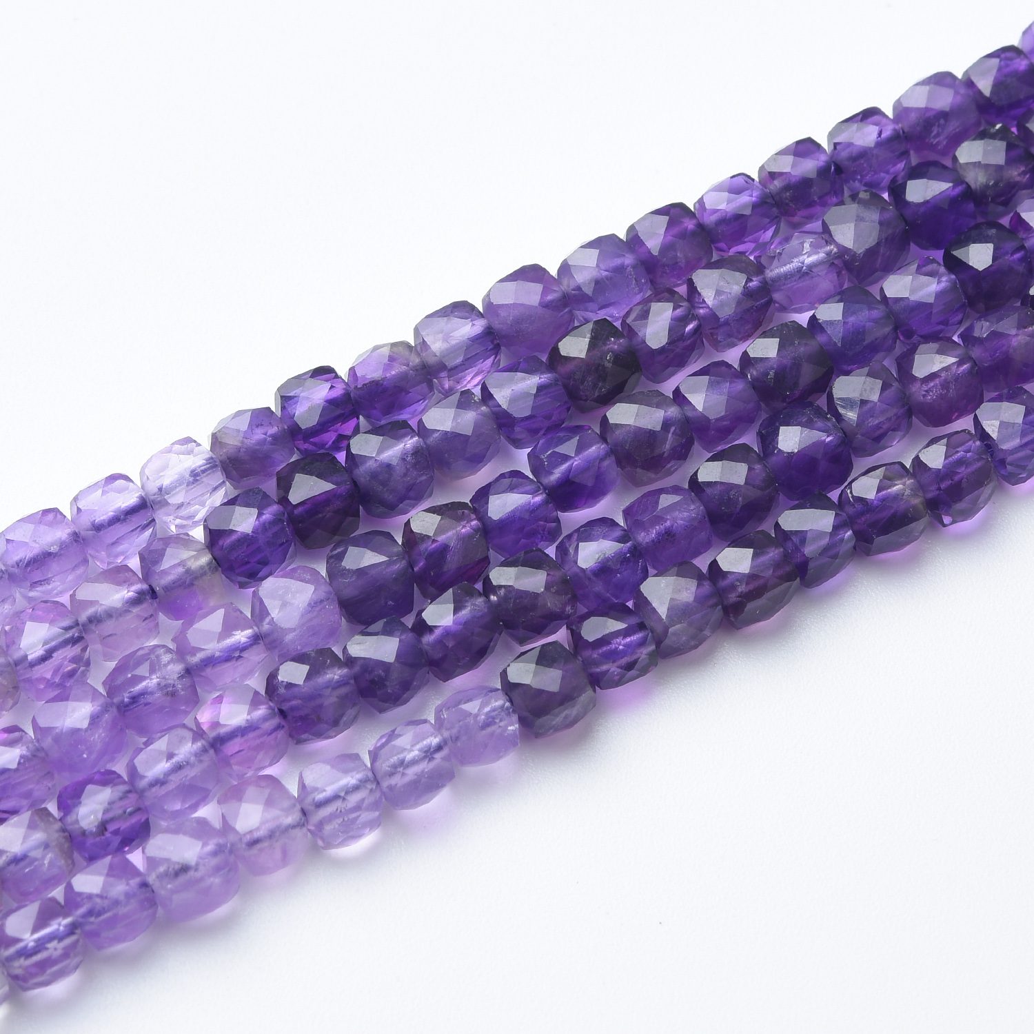 Cube Amethyst 4mm Micro Faceted Gemstone Beads Full 15.5" Strand Natural Purple Crystal February Birthstone Jewelry Supply PRP1118 - Image 3