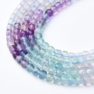 Cube Fluorite 4mm Micro Faceted Gemstone Beads Full 15.5" Strand Natural Rainbow Crystal Healing Stone Jewelry Making Supply PRP1119