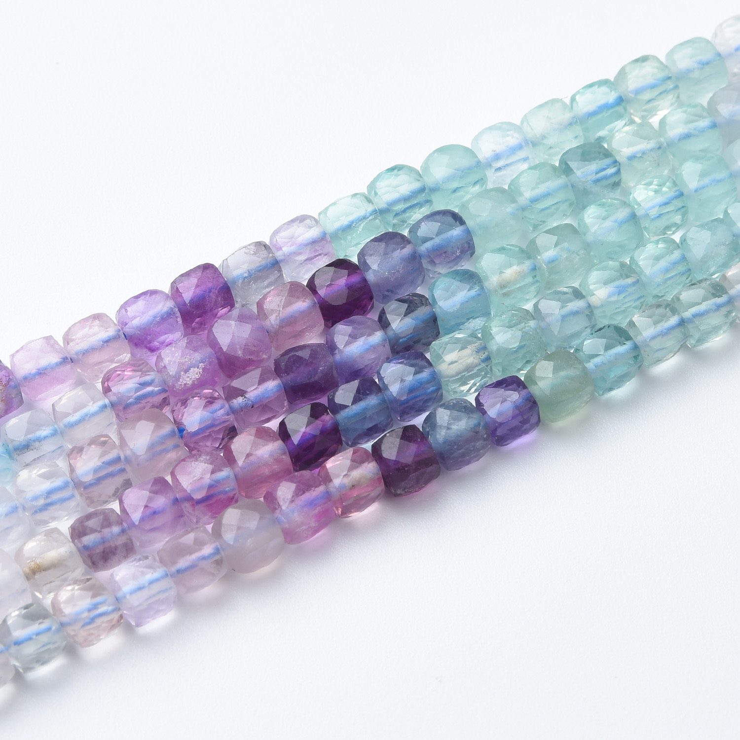 Cube Fluorite 4mm Micro Faceted Gemstone Beads Full 15.5" Strand Natural Rainbow Crystal Healing Stone Jewelry Making Supply PRP1119 - Image 3
