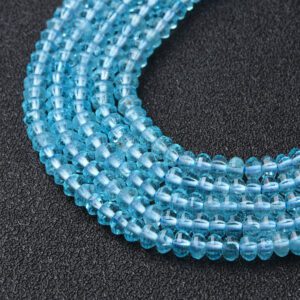 Blue Topaz 3x4mm Round Faceted Gemstone Beads Full 15.5" Strand Natural Sky Blue Crystal November Birthstone Jewelry Making Supply PRP1122