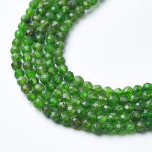 Chrome Diopside 3.5mm Round Faceted Beads Full 15.5" Strand Natural Green Gemstone Healing Crystal Jewelry Making Supply PRP1124