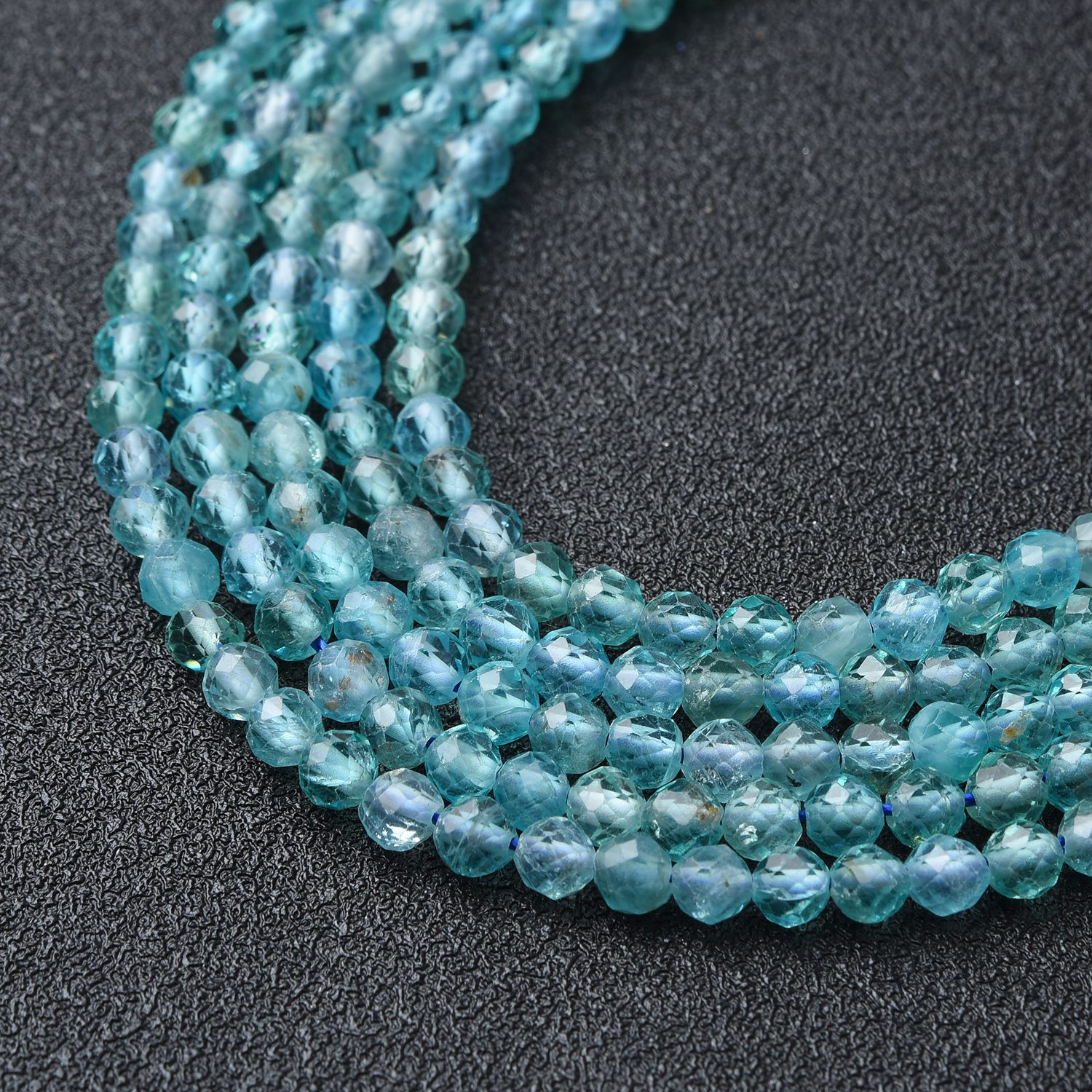 Apatite 4mm Round Faceted Beads Full 15.5" Strand Natural Blue Gemstone Healing Crystal Jewelry Making Supply High Quality PRP1125