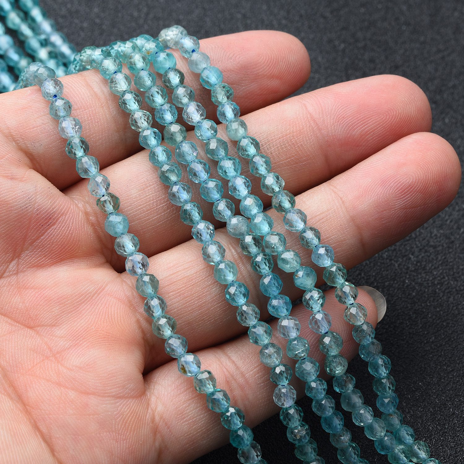 Apatite 4mm Round Faceted Beads Full 15.5" Strand Natural Blue Gemstone Healing Crystal Jewelry Making Supply High Quality PRP1125 - Image 2