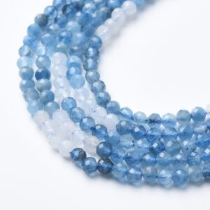 Aquamarine 4mm Round Faceted Beads Full 15.5" Strand Natural Blue Crystal March Birthstone Jewelry Making Supply High Quality PRP1127