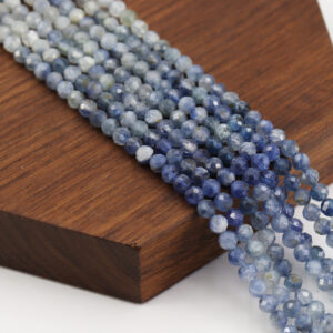 Natural Blue Kyanite Beads Strand 15.5", 2mm 3mm Round Faceted Gemstone Beads for Jewelry Making, High Quality Grade AAA Beads PRP1130