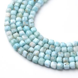 High Quality Larimar Gemstone Beads 3x3mm, Faceted Cube Beads Strand 15.5", Blue Larimar Beads for Jewelry Making & Healing Crafts PRP1132