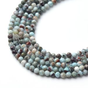 Larimar Beads 3mm Faceted Round – Genuine Grade AAA Gemstone Beads for Dainty Jewelry, Healing Crystal Beads Strand for Bracelet PRP1135