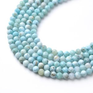 Natural Larimar 3mm Faceted Round Beads – Sky Blue Gemstone Beads for Jewelry, Healing Crystal Strand for Necklace & Bracelet PRP1136
