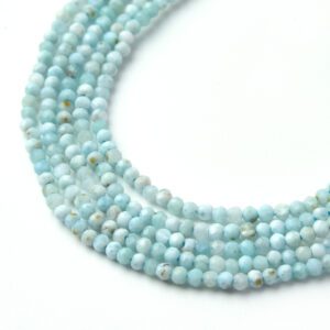 Larimar Gemstone Beads 2mm Faceted Round – Tiny Blue Beads for Dainty Jewelry, Natural Crystal Strand for Bracelet & Necklace PRP1137