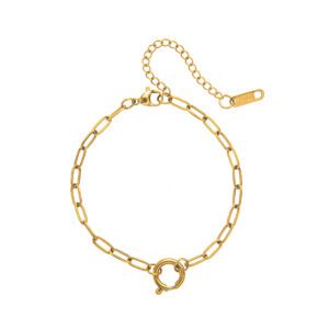 Stainless Steel Chain Bracelet, Gold Adjustable Link Chain w/ Spring Gate Clasp for DIY Pendant Charm Jewelry Making, Minimalist Gift SBR051
