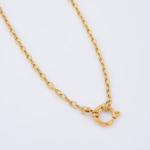 Gold Filled Cable Chain Necklace, Stainless Steel Toggle Clasp Necklace with Round Accent for Layering, Minimalist Everyday Jewelry, SNL086