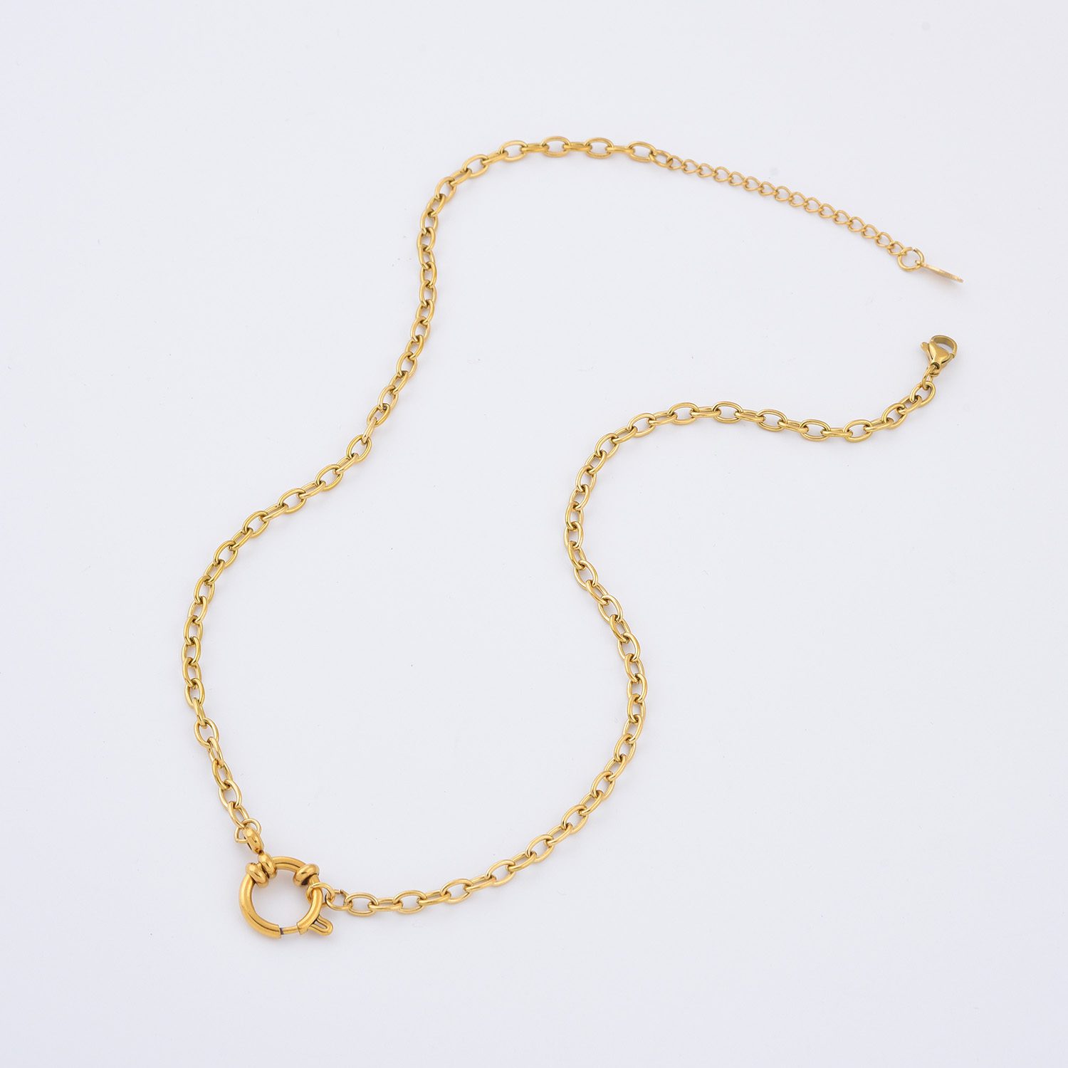 Gold Filled Cable Chain Necklace, Stainless Steel Toggle Clasp Necklace with Round Accent for Layering, Minimalist Everyday Jewelry, SNL086 - Image 3
