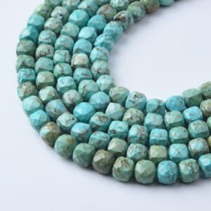 Royston Turquoise Faceted High Quality Cube Beads 5mm 7mm 9mm Natural Gemstone Strand Healing Crystal Loose Beads for Jewelry Making TUQ077
