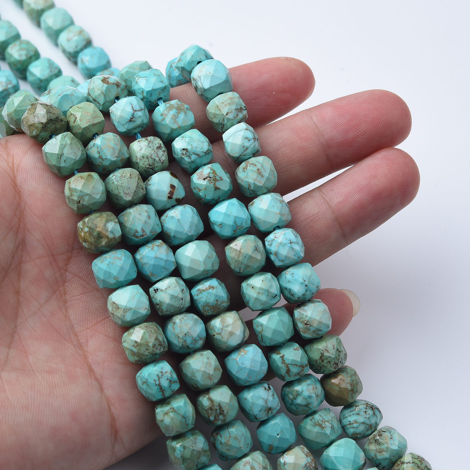 Royston Turquoise Faceted High Quality Cube Beads 5mm 7mm 9mm Natural Gemstone Strand Healing Crystal Loose Beads for Jewelry Making TUQ077 - Image 2