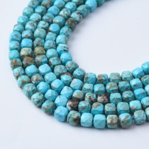 Natural Egyptian Turquoise Faceted Cube Beads 5mm 7mm 9mm High Quality Gemstone Full Strand Healing Crystal Jewelry Making TUQ079