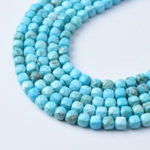Sleeping Beauty Turquoise Faceted Grade AAA Cube Beads 5mm 7mm 9mm Natural Gemstone Strand Loose Beads Healing Crystal Jewelry Making TUQ080
