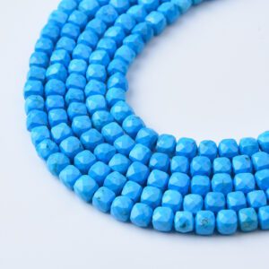 Natural Sleeping Beauty Turquoise Faceted Cube Beads 5mm 7mm 9mm High Quality Gemstone Full Strand 15.5" Jewelry Making Supplies TUQ081
