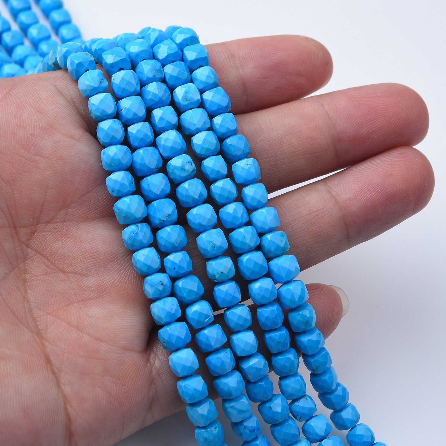 Natural Sleeping Beauty Turquoise Faceted Cube Beads 5mm 7mm 9mm High Quality Gemstone Full Strand 15.5" Jewelry Making Supplies TUQ081 - Image 2
