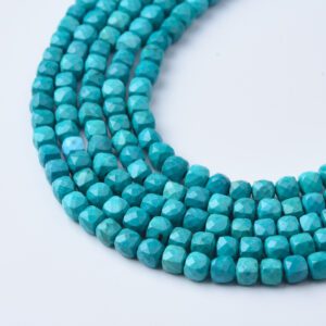 Lone Mountain Turquoise Faceted Cube Beads 5mm 7mm 9mm Natural Gemstone Full Strand 15.5" Healing Crystal Loose Beads for Jewelry TUQ082