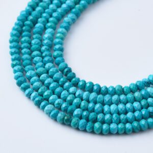 Natural Turquoise Faceted Rondelle Beads  2.5mm 3mm Robin Egg Blue Gemstone Full Strand Jewelry Making Supplies TUQ083