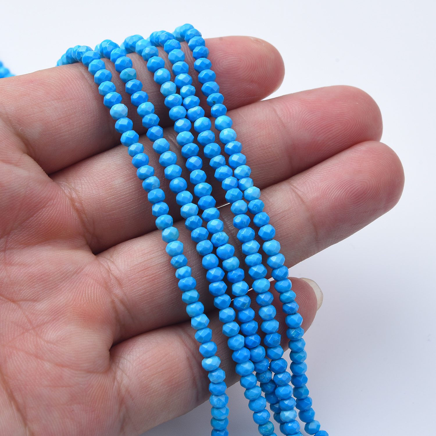 High Quality Blue Turquoise Faceted Rondelle Beads 2.5mm 3mm Natural Gemstone 15.5" Strand Loose Beads Healing Crystal Jewelry Making TUQ086 - Image 2