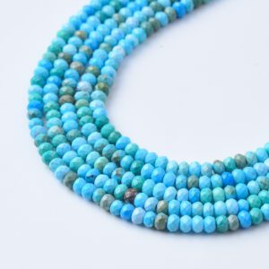 Natural Morenci Turquoise Faceted Rondelle Beads 3mm High Quality Blue Turquoise Gemstone Full Strand 15.5" Jewelry Making TUQ087