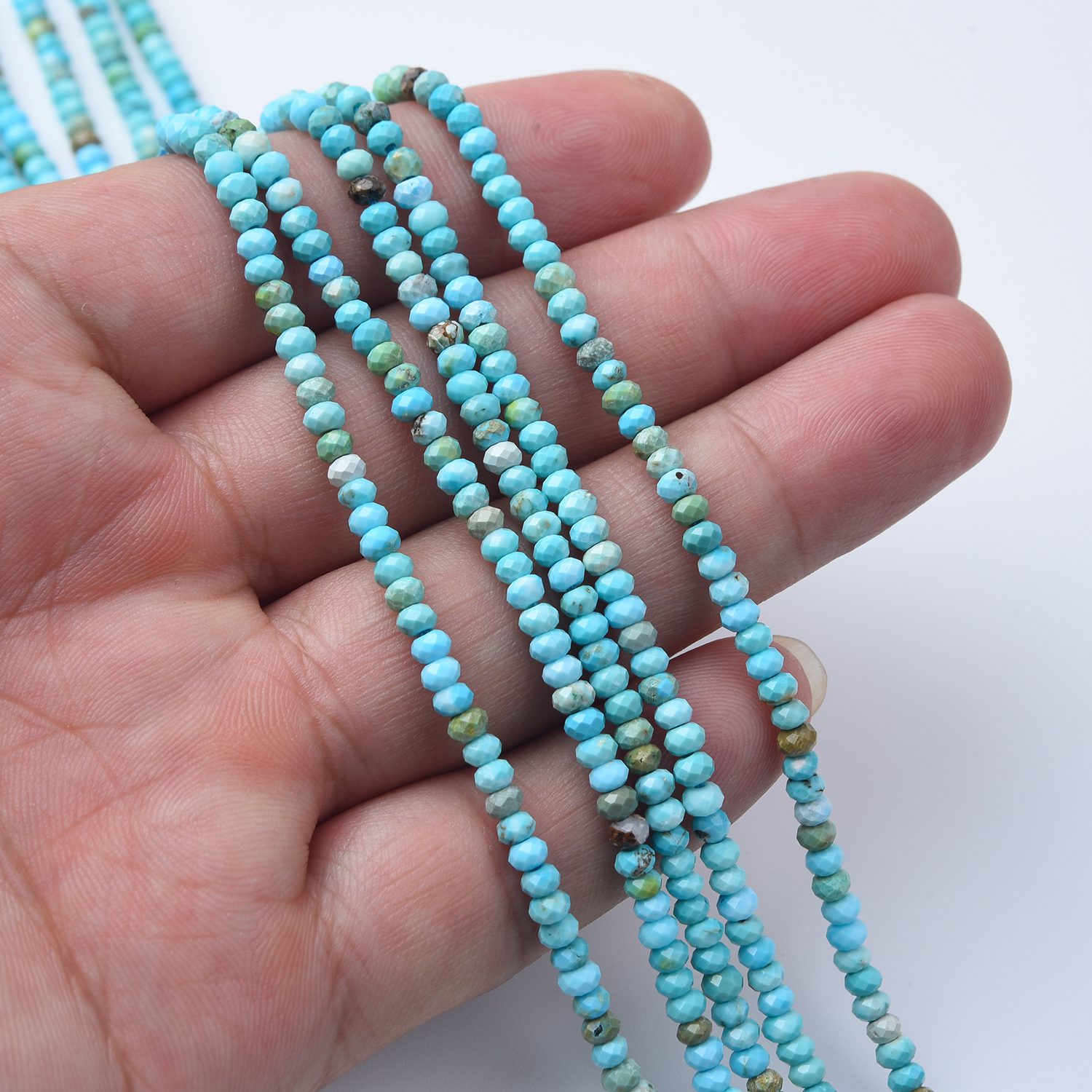 High Quality Turquoise Mountain Faceted Rondelle Beads 3mm Natural Gemstone Full Strand 15.5" Loose Beads Healing Crystal Jewelry TUQ088 - Image 2