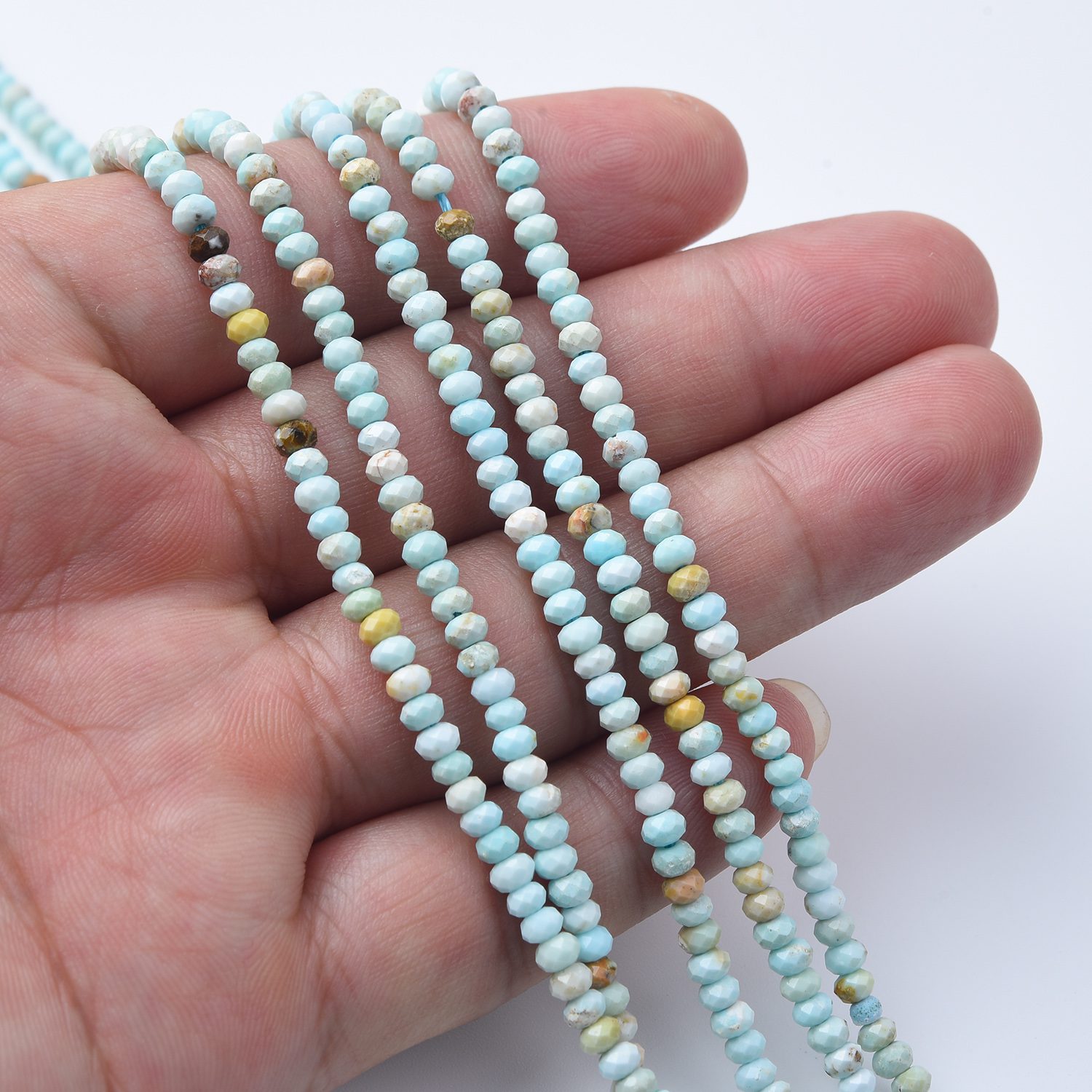 Royston Turquoise Faceted Rondelle Beads 3mm High Quality Natural Gemstone Strand Loose Beads for Jewelry Making Healing Crystals TUQ090 - Image 2