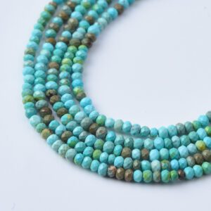 Morenci Turquoise Faceted Rondelle Beads 3mm High Quality Natural Gemstone Strand Loose Beads Healing Crystals Jewelry Making TUQ092